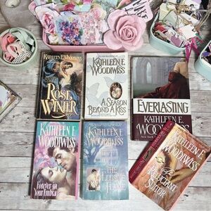 Lot Of 6 Kathleen E. Woodiwiss Historical Romance Novels Vintage Books Stepback